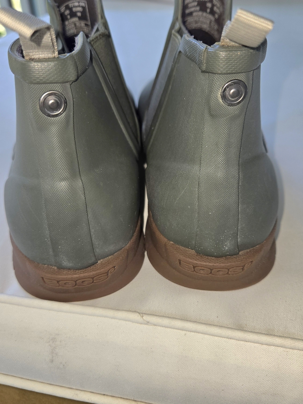 Bogs Sweet Pea Waterproof Rain Boot Olive Green Slip On Chelsea Ankle Boot Sz 8 - Picture 5 of 6